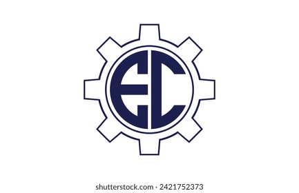 EC initial letter mechanical circle logo design vector template. industrial, engineering, servicing, word mark, letter mark, monogram, construction, business, company, corporate, commercial, geometric
