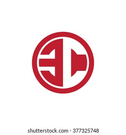 EC initial letters circle business logo red