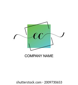 EC Initial logo handwriting typographic template