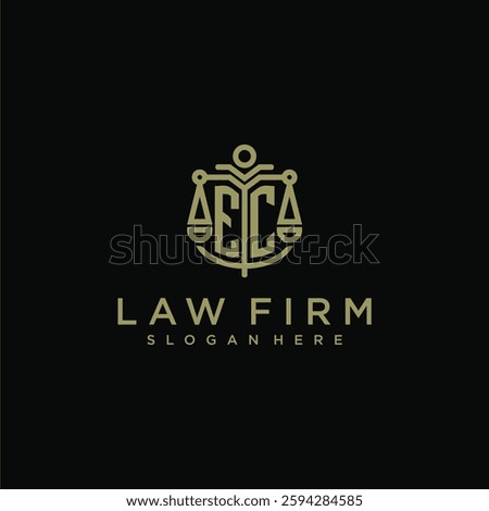 EC initial monogram logo for lawfirm with scale vector design