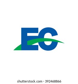 EC initial overlapping swoosh letter logo blue green