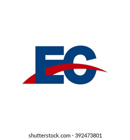 EC initial overlapping swoosh letter logo blue red