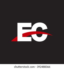 EC initial overlapping swoosh letter logo white red black background