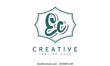 EC Initials, handwriting logo vector