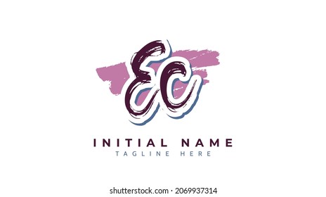 Ec Initials, handwriting logo vector
