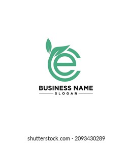 EC Leaf Letter Abstract Design Logo Vector and Stock Images