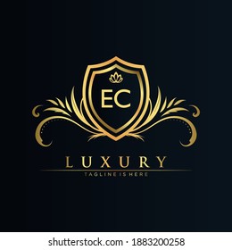 EC Letter Initial with Royal Template.elegant with crown logo vector, Creative Lettering Logo Vector Illustration.