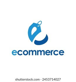 ec letter logo forms a product label representing an ecommerce business	
