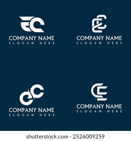 Design do conjunto de logotipos da letra EC