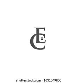 
EC letter logo with a window symbol. logos for real estate companies