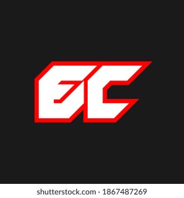 EC logo design, initial EC letter design with sci-fi style. EC logo for game, esport, Technology, Digital, Community or Business. E C sport modern Italic alphabet font. Typography urban style fonts.
