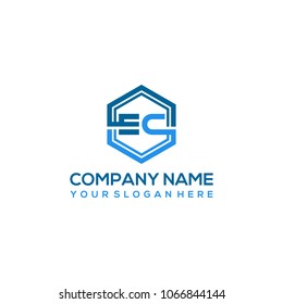 EC logo letter initial, Abstract polygonal Background Logo,