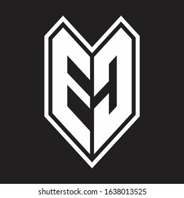 EC Logo monogram with emblem line style isolated on black background