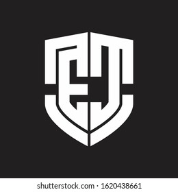 EC Logo monogram with emblem shield shape design isolated on black background