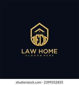 Logotipo inicial de monograma CE para la lechuga con diseño de hogar de forma