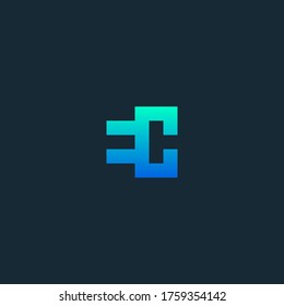 EC monogram logo with blue green gradient 