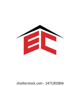 EC with roof simple logo icon design vector