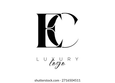 EC Serif Letter Monogram Typography Logo for Elegant Premium Branding Identity