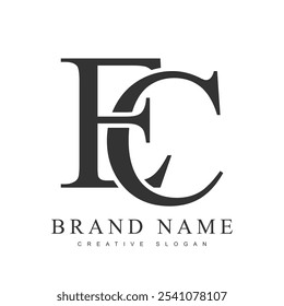 EC trendy logotype template. Initial letter e and c classic font style. Creative logo for company name or identity. Vector illustration.