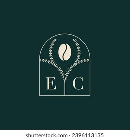 EC Unique and simple logo design combination of letters and coffee bean