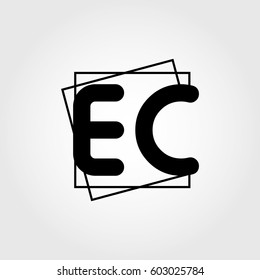 ec uppercase initials square frame business logo