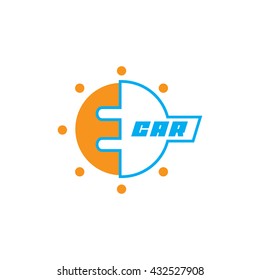 E-car logo, eco car, Vector design, color