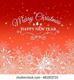 E-card for Happy New Year and Merry Christmas. Vector illustration.