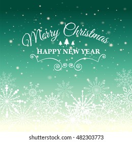 E-card for Happy New Year and Merry Christmas. Vector illustration.