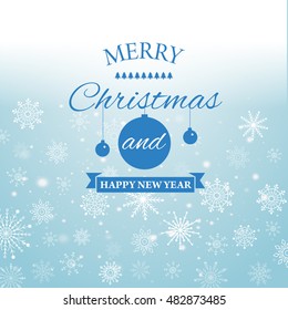 E-card for Happy New Year and Merry Christmas. Vector illustration.