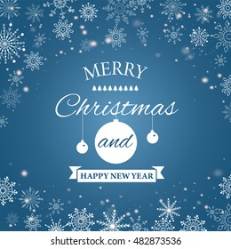 E-card for Happy New Year and Merry Christmas. Vector illustration.