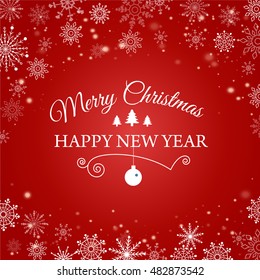 E-card for Happy New Year and Merry Christmas. Vector illustration.