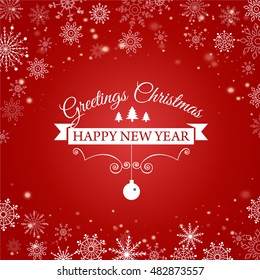 E-card for Happy New Year and Merry Christmas. Vector illustration.