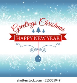 E-card for Happy New Year and Merry Christmas. Vector illustration.