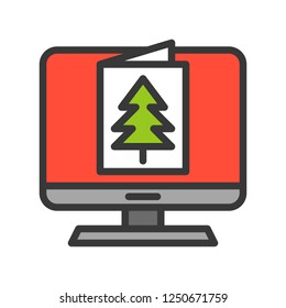 eCard vector, Christmas related filled design icon, editable outline