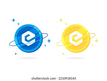 Icono plano de la moneda de eCash (XEC) aislado en fondo blanco.