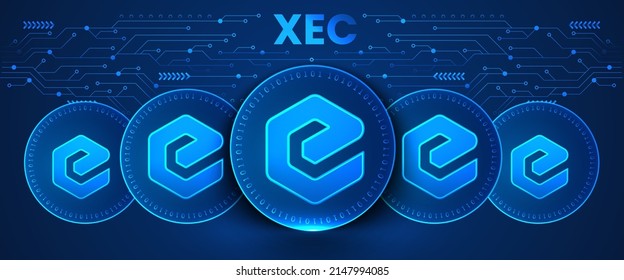 Fondo tecnológico futurista de la moneda de cifrado eCash (XEC). Ilustración de vectores criptodivisa por concepto de moneda virtual y finanzas descentralizadas.