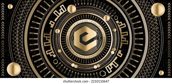 eCash XEC crypto coin luxury golden ornamental vector background illustration