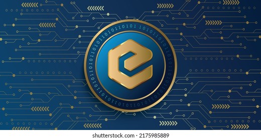 Ilustración de vectores de monedas metálicas de tipo criptomonetario eCash (XEC). Diseño futurista de banner, fondo y papel pintado basado en el concepto de dinero virtual basado en Blockchain.