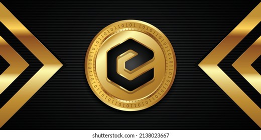 eCash XEC crypto golden coin in black futuristic background. Block chain and decentralized finance theme cryptocurrency vector eps 10 template.