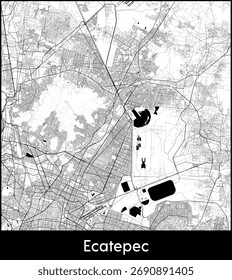 Mapa de la ciudad de Ecatepec, México - Afiche de mapa de Vector topográfico
