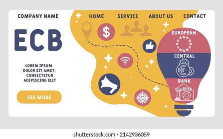 ECB - European Central Bank acronym. business concept background.  vector illustration concept with keywords and icons. lettering illustration with icons for web banner, flyer, landing pag