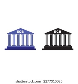 ecb european central bank, cllassic building with text ECB. EU national financial institution in the european union vector illustration for mobile banking,finance bank rxchange cash machine