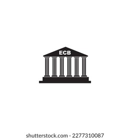 ecb european central bank, cllassic building with text ECB. EU national financial institution in the european union vector illustration for mobile banking,finance bank rxchange cash machine