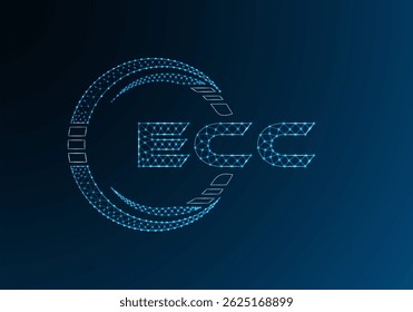 ECC baixo poli letra logotipo vetor design. Projeto de logotipo ECC de poli inferior. Logotipo poli baixo.