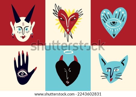 An eccentric esoteric card with magical elements for Valentine's Day. groovy bizarre love cards.