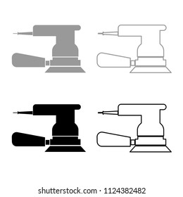 Eccentric grinder icon outline set grey black color