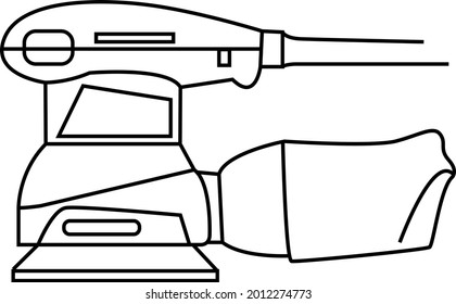 Eccentric Orbital Sander. Power tool. Line drawing. Vector