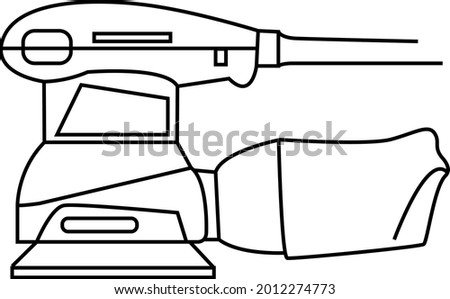 Eccentric Orbital Sander. Power tool. Line drawing. Vector