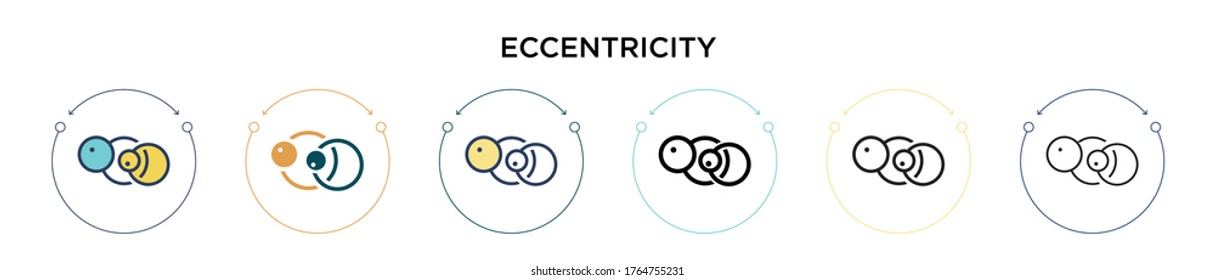 Eccentricity icon in filled, thin line, outline and stroke style. Vector illustration of two colored and black eccentricity vector icons designs can be used for mobile, ui, web