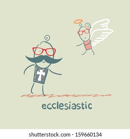 ecclesiastic looking at an angel